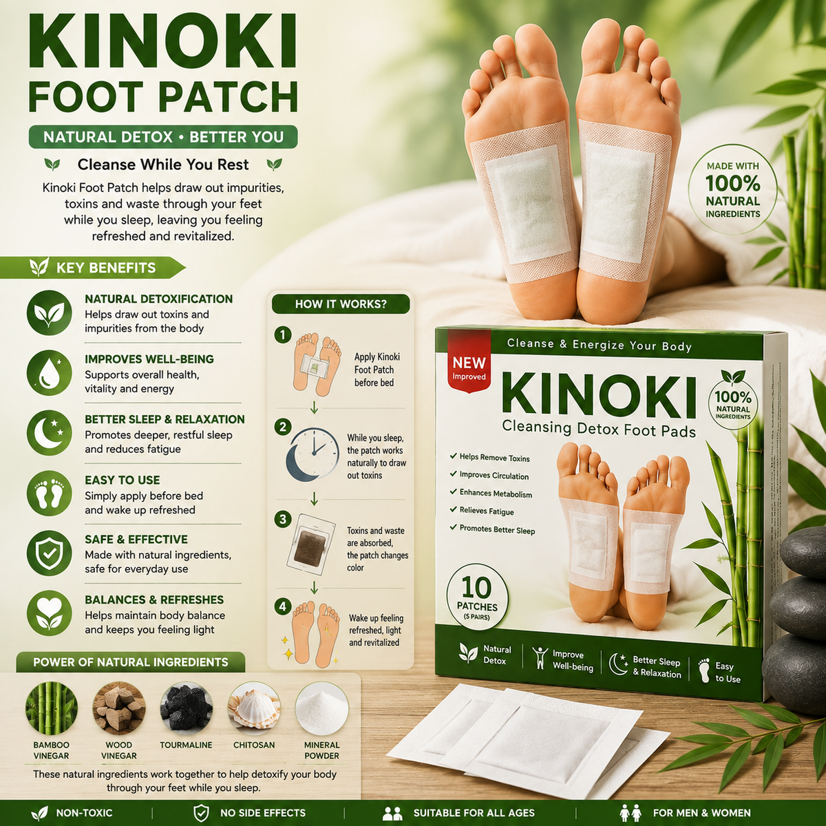 Kinoki Foot Patches – Herbal Foot Care & Wellness Patches